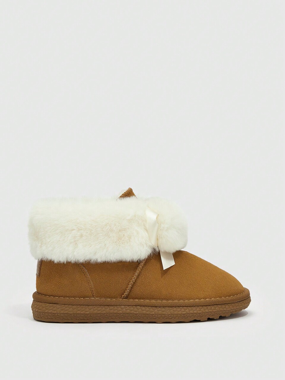 Woman Shoes Fashion Round Toe All-Match Brown Outdoor Warm Snow Boots
