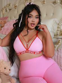 PetitDoll Plus-Size Wireless Heart-Shaped Diamond Bra Top Sports - Multicolor - View 4