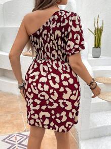 Calvaya Women's Plus Size Fashionable Leopard Print One Shoulder Dress - Multicolor - View 2