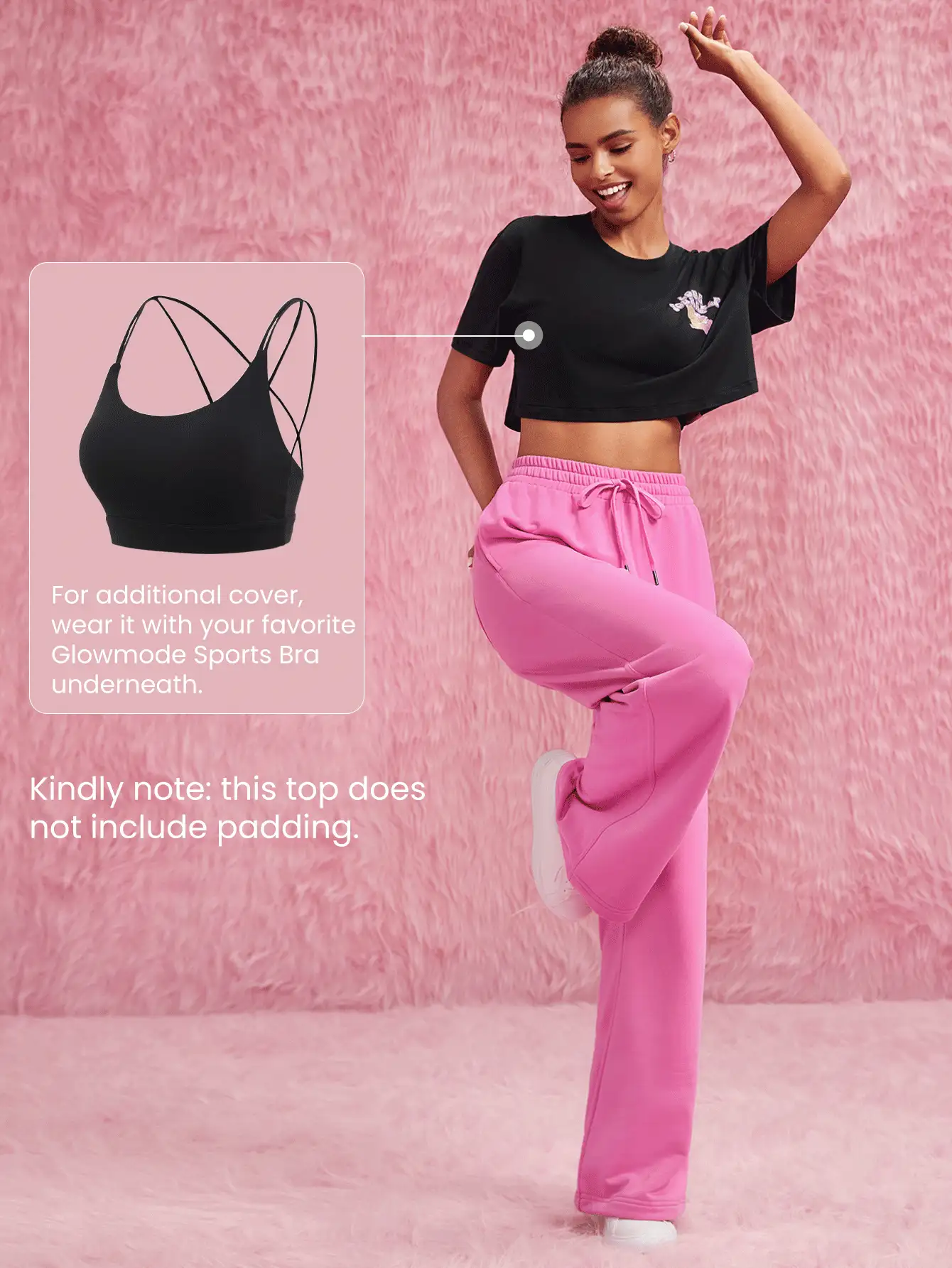 GLOWMODE X Care Bears™ Pima純棉寬鬆短款熊圖形T恤，日常休閒