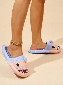 Shark Shaped Thong Slippers, Thick Sole Beach Sandals For Couples, Cute Cartoon Slippers, Summer Holiday Beach Party Shoes - Multicolor - View 3