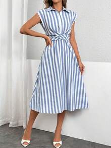 Firerie 女士休閒拼色條紋收緊腰夏季連衣裙 - 彩色 - 查看 1