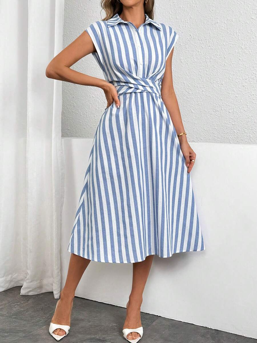Firerie 女士休閒拼色條紋收緊腰夏季連衣裙 - 彩色 - 查看 1