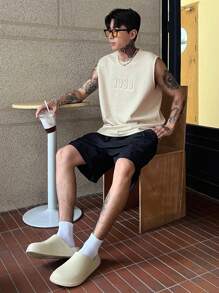 DAZY 男款夏季字母印花圓領休閒背心