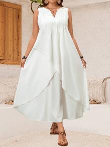 EMERY ROSE Vestito bianco lungo estivo 2 in 1 taglia curvy - Bianco - Visualizzare 5