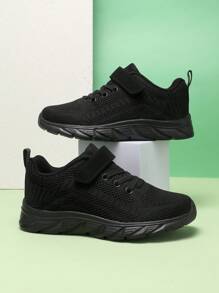 Sapatos de Caminhada ao Ar Livre Leves e Respiráveis para Meninos e Meninas Primavera/Verão, Sapatos Esportivos Pretos para Estudantes Escolares