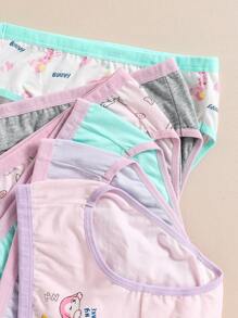 6pcs/Set Young Girl Cute Rabbit Printed Organic Cotton Underwear