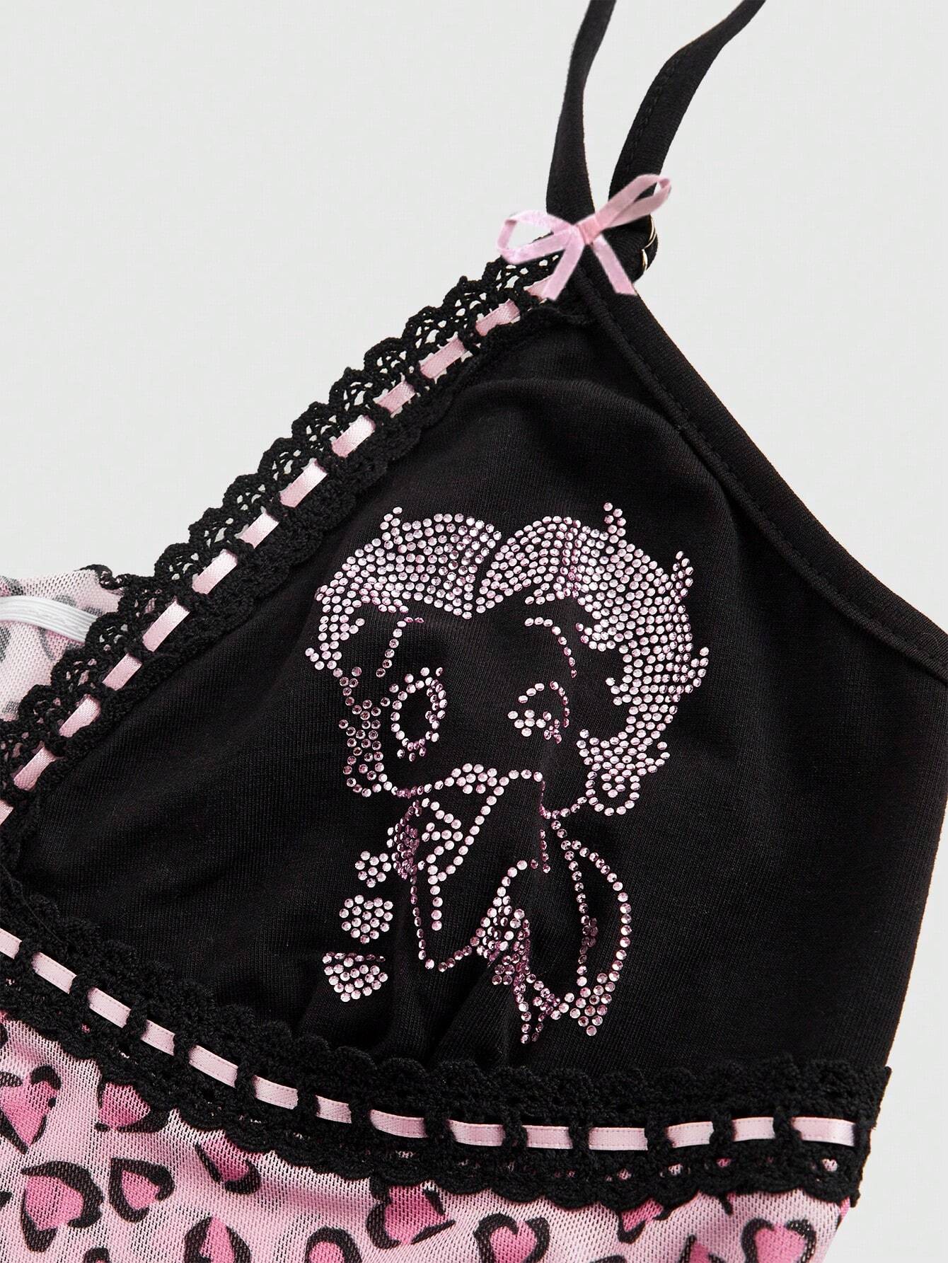 Bibiy. 　KATHERYNTWEEDTOP Our Betty Boop | ROMWE Women's Cartoon Character Rhinestone