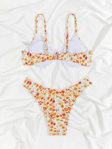 Women's Summer Beach Floral Printed Sexy Bikini Set, Random Print - Multicolor - View 6