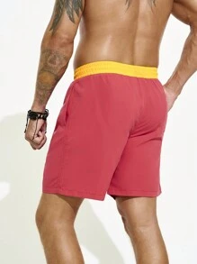 Manfinity KASUA Men's Vacation Watermelon Printed Drawstring Loose Beach Shorts With Elastic Waistband - Hot Pink - View 2