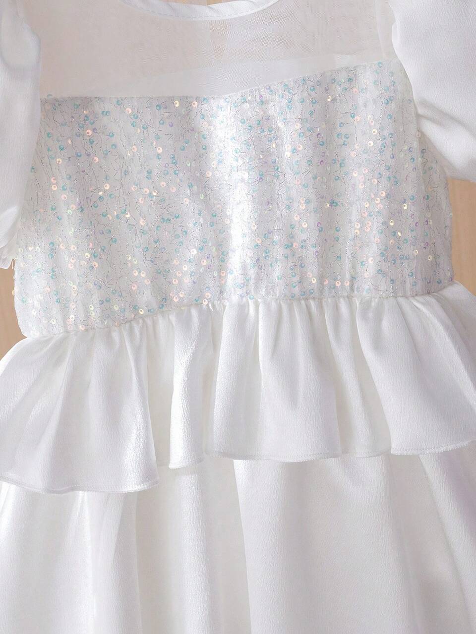 Young Girl Wedding Light Dress, White Puff Sleeve Princess Dress, Elegant Party Dress
