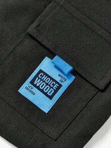 SHEIN 1 chiếc áo vest màu xanh giản dị và thể thao cho bé trai có logo trang trí và dáng rộng, không tay và không cổ, thích hợp để mặc hàng ngày, đi học, du lịch, thể thao, mùa xuân hè - màu đen - Xem 4