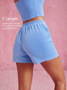 GLOWMODE X Care Bears™ Towel Terry Embroidered Drawstring Shorts Daily Casual - Blue - View 3