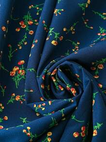 SHEIN Unity Đầm dự tiệc mùa hè in hoa boho cỡ lớn tay bèo nhún buộc eo cho nữ - Nhiều màu - Xem 4