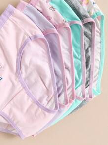 6pcs/Set Young Girl Cute Rabbit Printed Organic Cotton Underwear