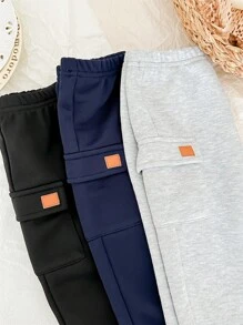 SHEIN Leap Crew 嬰幼兒男女款校風舒適針織休閒長褲多入組，3入組，適用於春季、夏季和秋季 - 彩色 - 查看 6