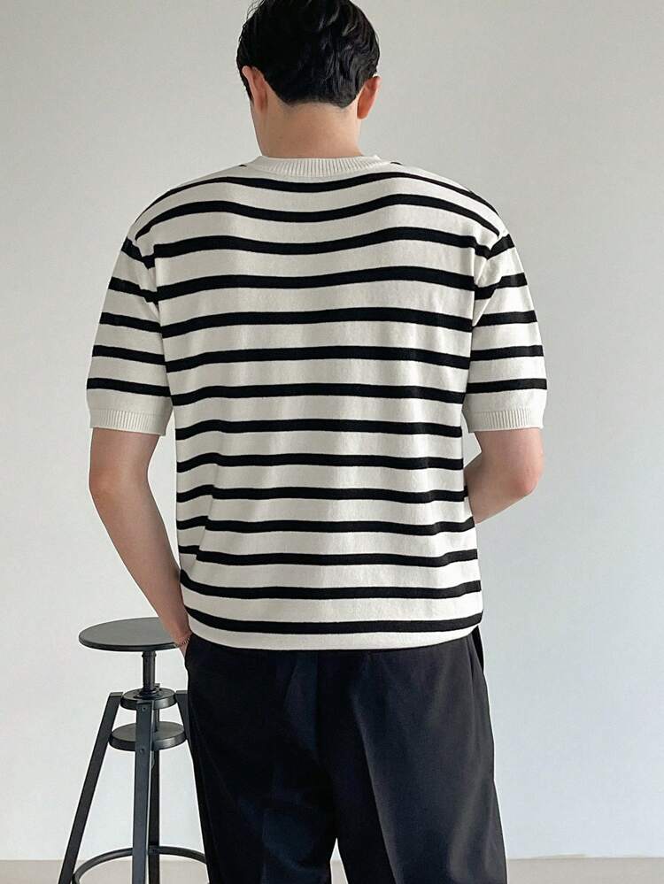 Men's Striped Print Summer Knitwear Top