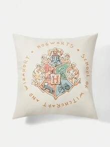 HARRY POTTER X SHEIN 45*45cm Hogwarts College Emblem And Letter Print Pillow Case,Gifts