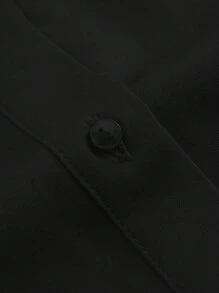 Slaydiva Vestido holgado de manga abullonada con cuello en V y capas de pastel para vacaciones - Negro - Ver 4