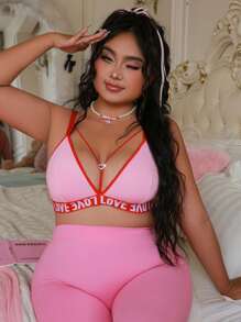 PetitDoll Plus-Size Wireless Heart-Shaped Diamond Bra Top Sports - Multicolor - View 1