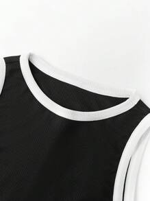 GlowEve Bộ đồ hai mảnh áo ba lỗ phối viền tương phản thường ngày mùa hè và quần dài, viền tương phản thường ngày cho nữ, dây rút, cạp túi giấy vừa vặn nhiều màu quần yếm hai mảnh cho nữ, trang phục xuân/hè, trang phục thường ngày thường ngày - Nhiều màu - Xem 5