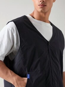 Manfinity VCAY Chaleco casual tejido con cierre de cremallera para hombre