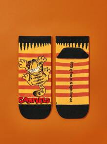 GARFIELD | SHEIN 2 Pairs Cartoon Letter Pattern Women Ankle Socks - Orange - View 6