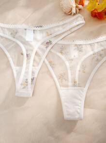 3 件装女士透气印花网眼舒适性感丁字裤内裤