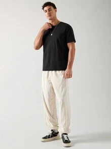 Manfinity VCAY Men's Casual Solid Color Drawstring Waist Tapered Joggers