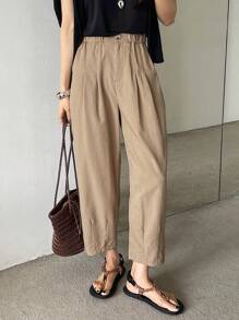 DAZY 纯色休闲七分裤，适合度假和商务场合，教师裤女士正装裤