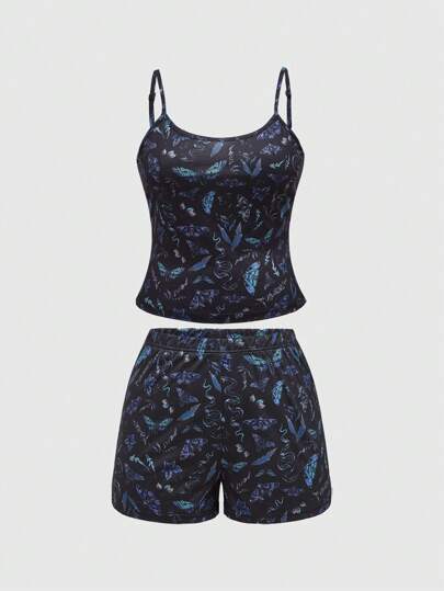 Goth Ensemble de vêtements de maison grande taille, motif plante serpent et papillon noir