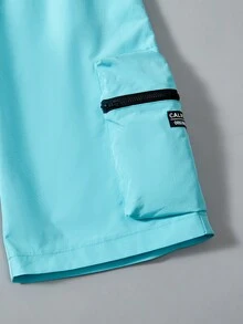 SHEIN Tricou cu desene animate Tween Boy și pantaloni scurți cu buzunare