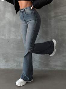 EURMUSE Women's High Waist Flared Jeans - Medium Wash - View 4