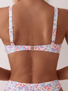 Swim Mod Women's Summer Beach Floral Halter Neck Cutout Bikini Set - Multicolor - View 4