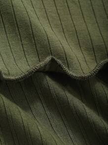 DAZY Women's Spring/Summer Solid Color Asymmetrical Collar Slim Fit Long Sleeve T-Shirt,Back To School Clothes - Army Green - View 9