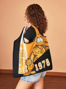 GARFIELD | SHEIN 1pc Cartoon Letter Printed -Friendly RPET Foldable Portable Shopping Bag - Multicolor - View 2