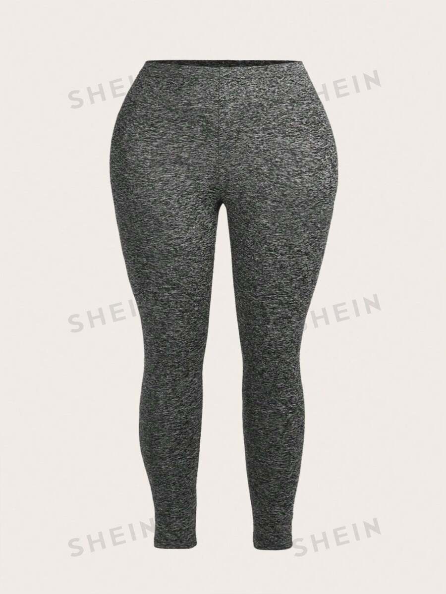 SHEIN Slayr 3pcs Plus Size Casual Solid & Leopard Print Leggings