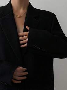 Calvaya Blazer de mujer con solapa entallada, abotonadura sencilla y manga larga