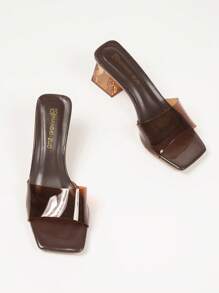 Giày sandal quai chéo trong suốt màu nâu cho nữ có gót bất đối xứng, màu nâu cà phê, thoải mái cho đám cưới và vũ hội, hở mũi phong cách tiệc tùng gợi cảm, giày cao gót ngoài trời mùa xuân/hè mới cho bãi biển, thanh lịch và thời trang cho lễ hội âm nhạc hoặc công sở, giảm giá cho giày cao gót đế xuồng cho nữ - Cà phê nâu - Xem 4