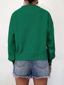 RueChic Maglione monocolore spalle cadenti - Verde - Visualizzare 2