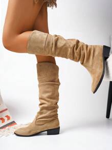 Nuevas botas altas de moda para mujeres - Caqui - Ver 6