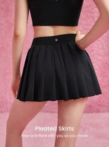 GLOWMODE X Care Bears™ FeatherFit™-Air verstellbarer Saum Faltenrock mit integrierter Shorts, geeignet für Low-Impact-Yoga und den täglichen Gebrauch - Schwarz - Übersicht 3