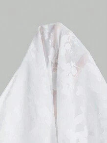 Ontre 女士春夏花卉网眼插肩袖宽松休闲纽扣衬衫、秋季休闲装、返校装、外出服 - 白色 - 查看 10