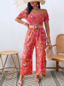 Breezaya Plus Size Off-Shoulder Vacation Casual Spring/Summer Jumpsuit