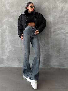 EURMUSE Women's High Waist Flared Jeans - Medium Wash - View 3