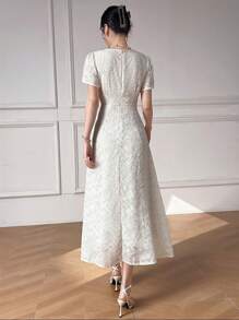 Modelyn 女性優雅純色空心腰帶長裙，夏季