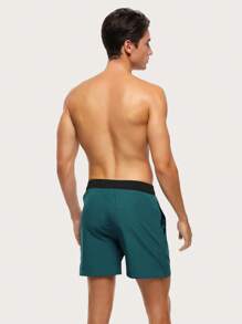 Manfinity KASUA Men's Color-Block Drawstring Waist Beach Shorts,Hawaiian - Blue - View 2