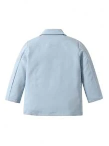 SHEIN Young Boy 2pcs/Set Light Blue Suit Jacket And Pants Set For Holiday Party - Baby Blue - View 4