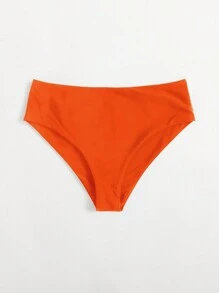 SHEIN Swim 女士夏季海滩纯色简约风格日常泳衣下装泳衣 - 亮橙色 - 查看 1