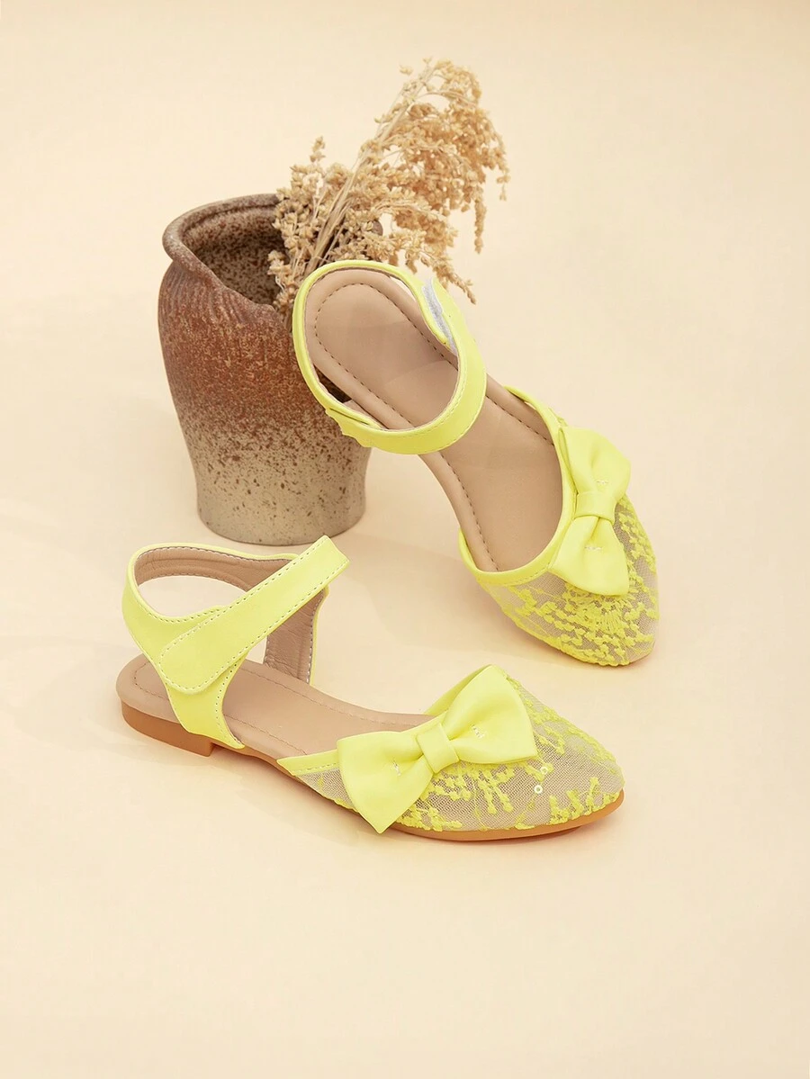 1 Đôi Giày Đế Bằng Mũi Nhọn Thời Trang Mới Cô Gái Ngọt Ngào, Dép Ngoài Trời Cho Nữ - Màu vàng - Xem 1